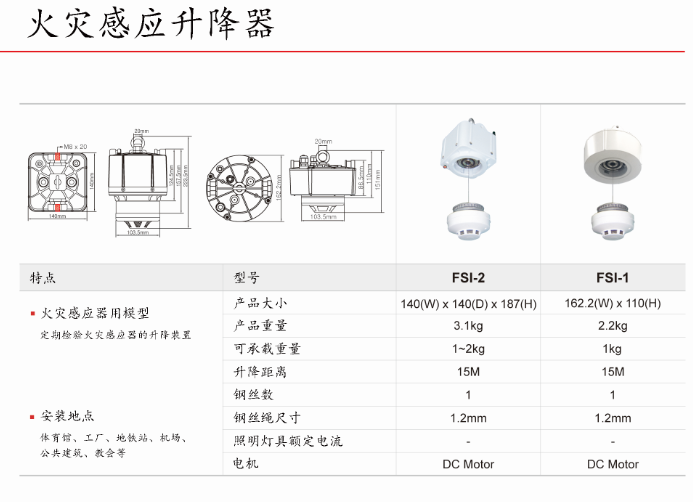 煙感探頭升降器技術規格說明